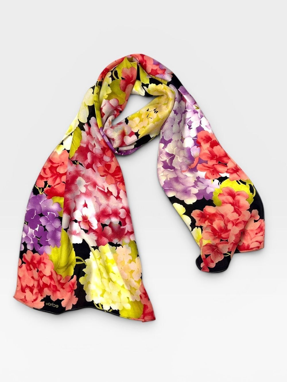 NWOT ECHO Silk Rectangle Scarf Colorful Floral Print 14x62 "